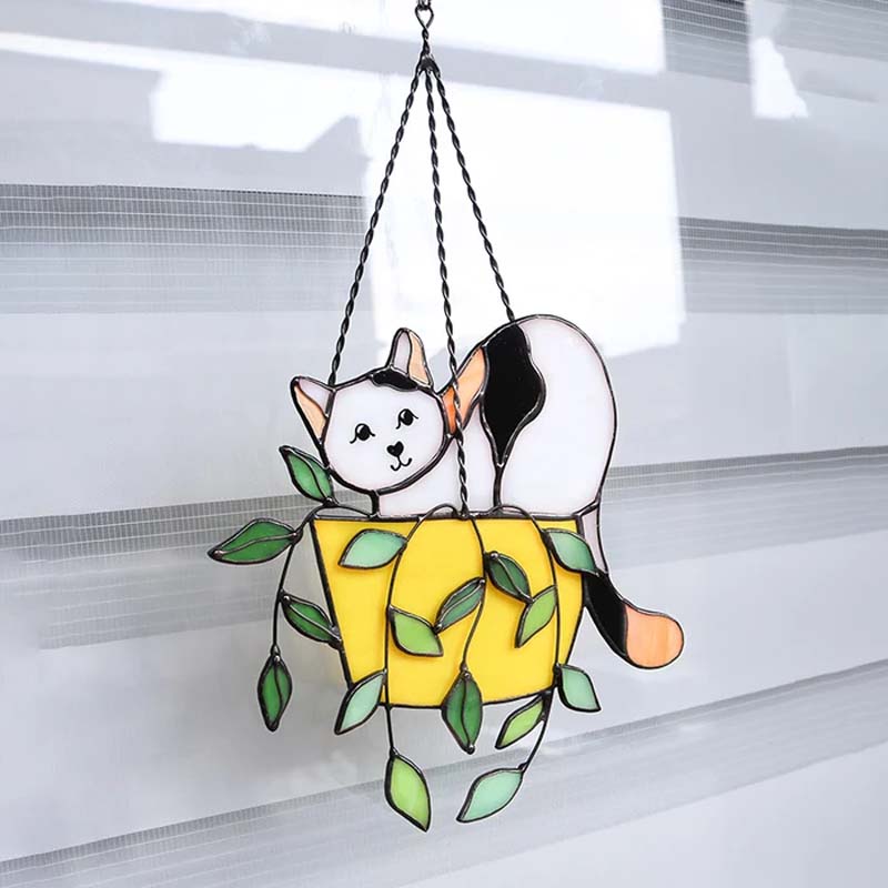 Sonnenfänger „Katze im Blumentopf | 50% RABATT