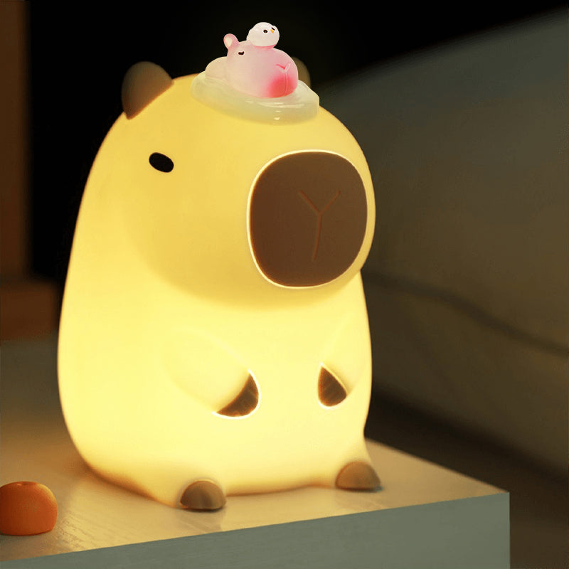 Capybara Squishy Silikon LED Nachtlicht - Perfektes Geschenk für Kinder und Mädchen