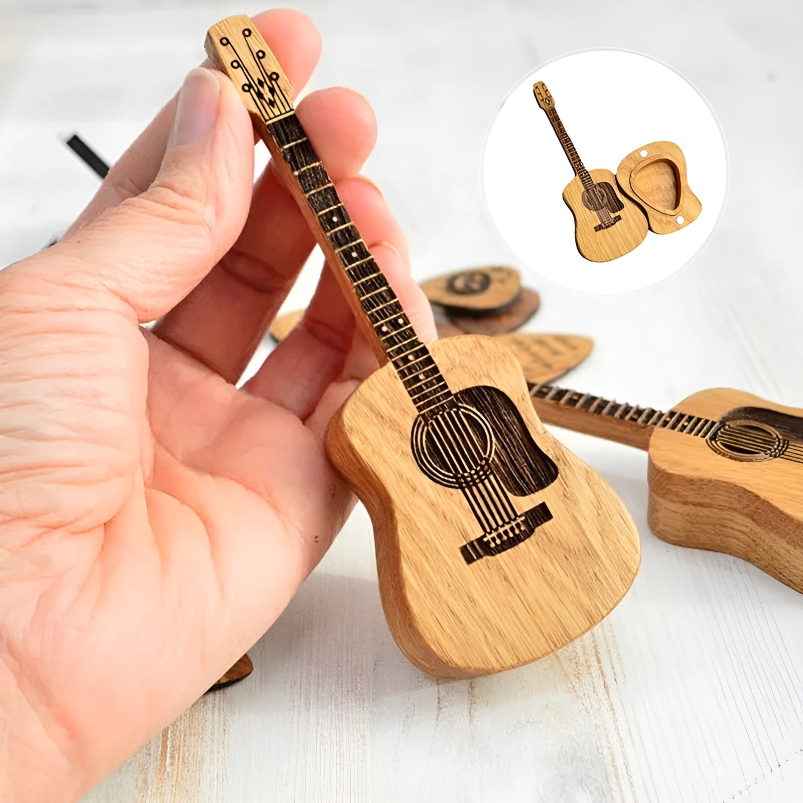 GuitarKeeper - Plektrum für Akustikgitarren aus Holz | 50% RABATT