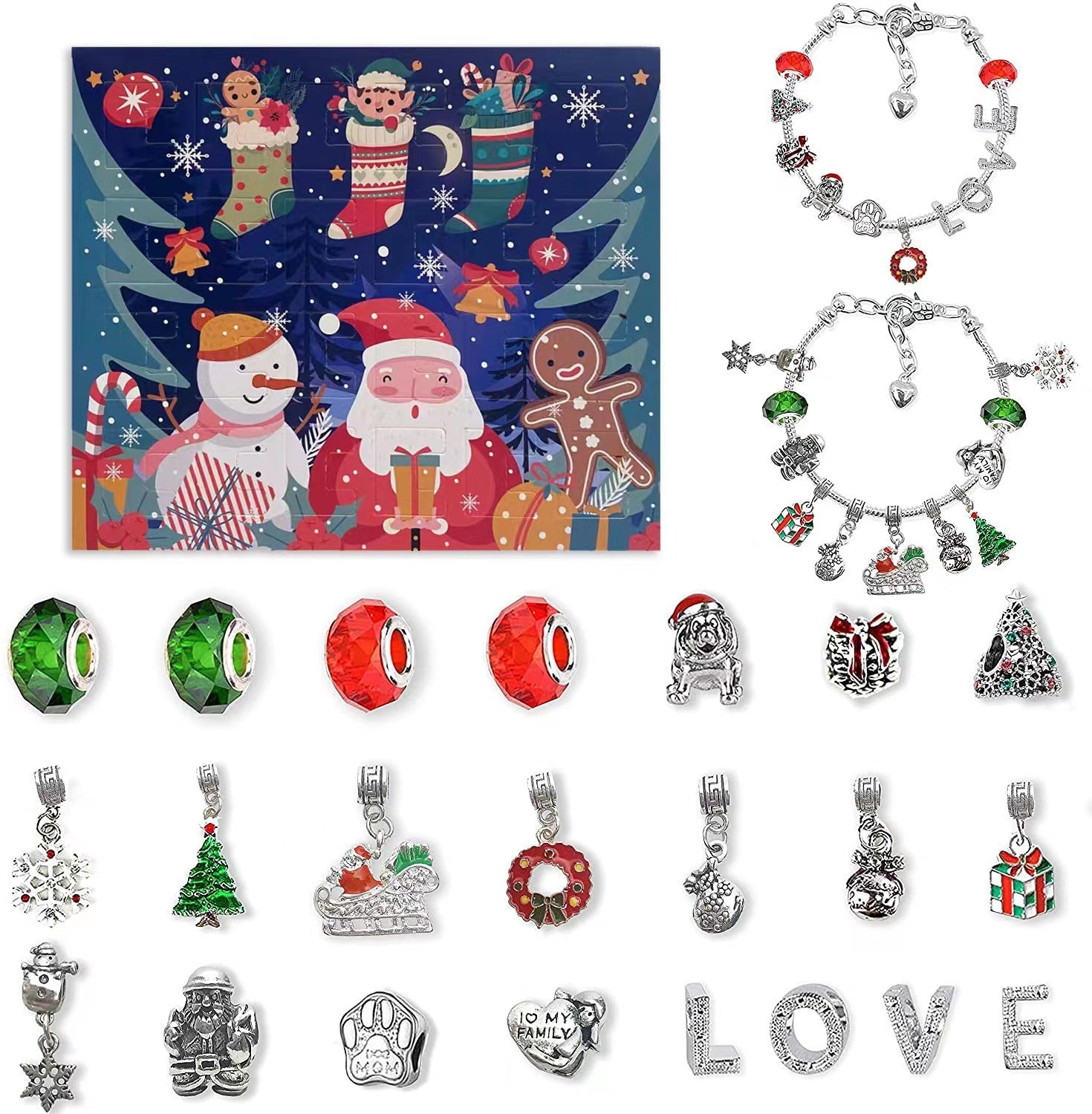 CharmWunder - DIY 24 Tage Weihnachts-Countdown-Kalender Armbänder Set | 50% RABATT