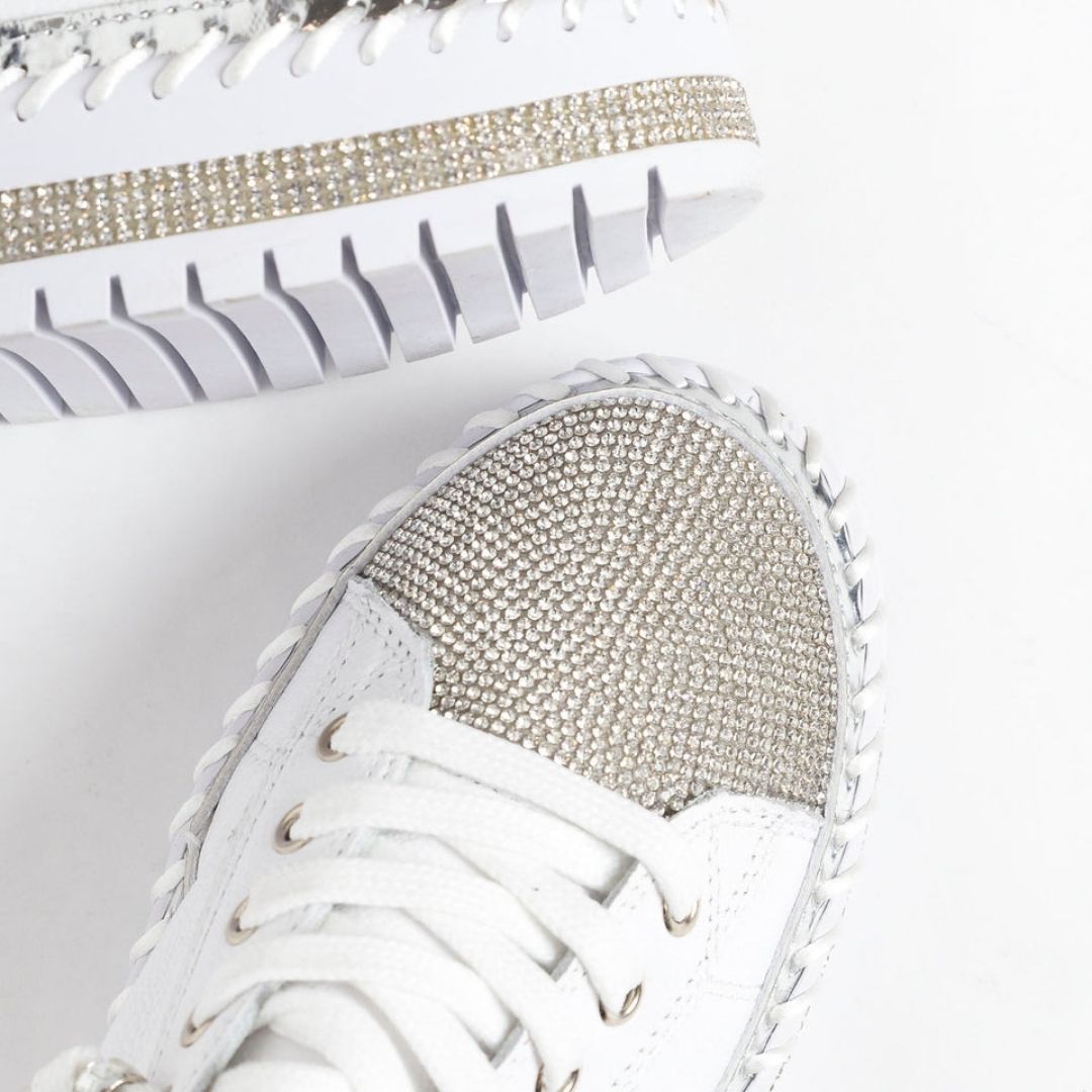 Guilia™ - Turnschuhe aus diamant silber leder | 50% RABATT