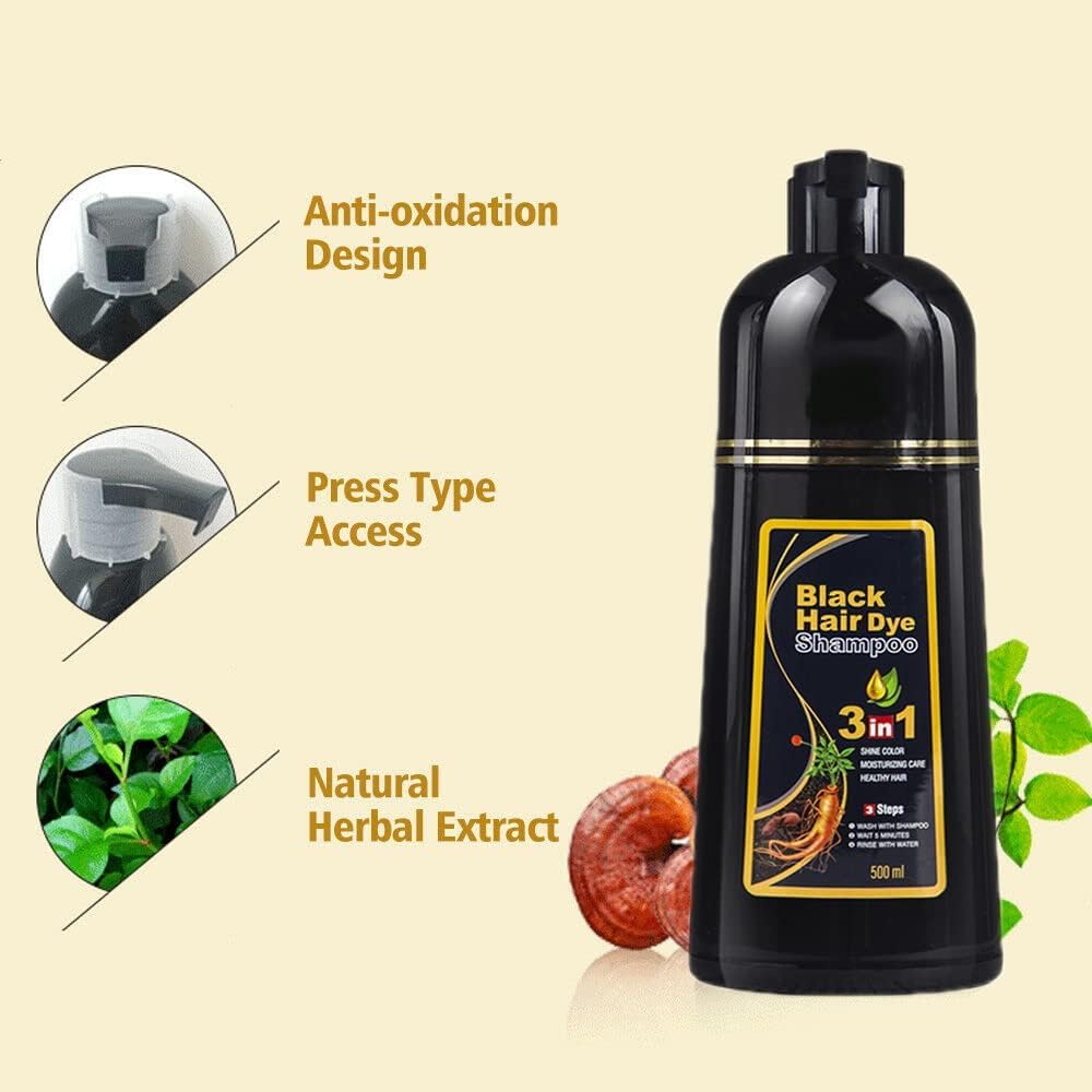 Herbal 3 in 1 Haarfärbemittel Instant Black Hair Shampoo