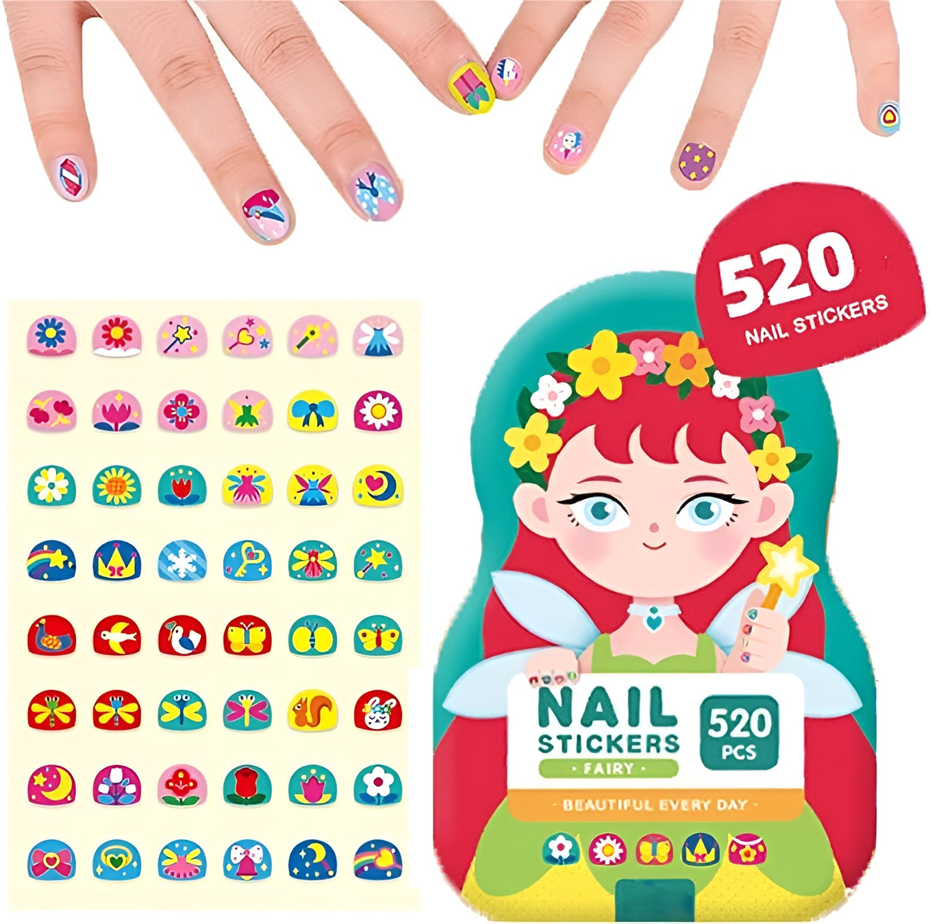 FunNails - 520 Stücke Nagelaufkleber für Kinder | 50% RABATT