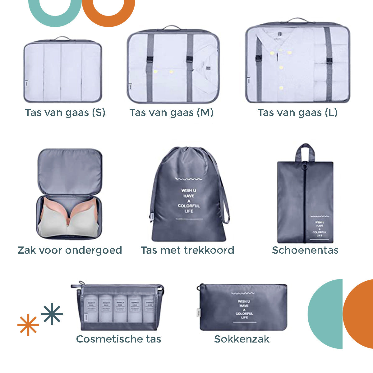 Backy™ -  8er-Set Reisetaschen-Organizer