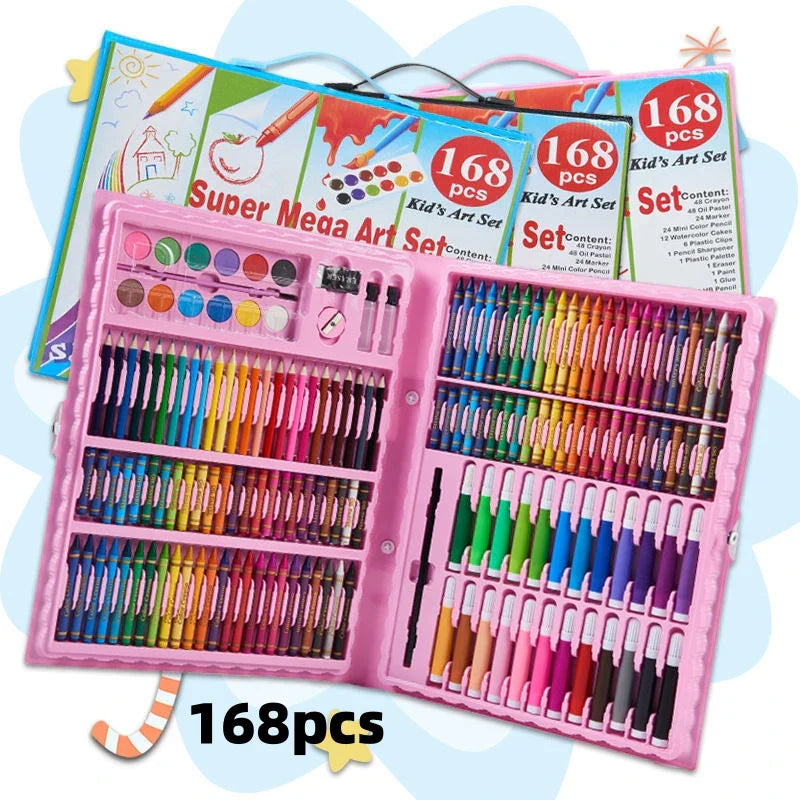 42-208PCS Kinder Kunst Malerei Set Spielzeug Malerei Aquarell Zeichnung Board Tools Aquarell Bleistift Kreide Kinder Lernspielzeug