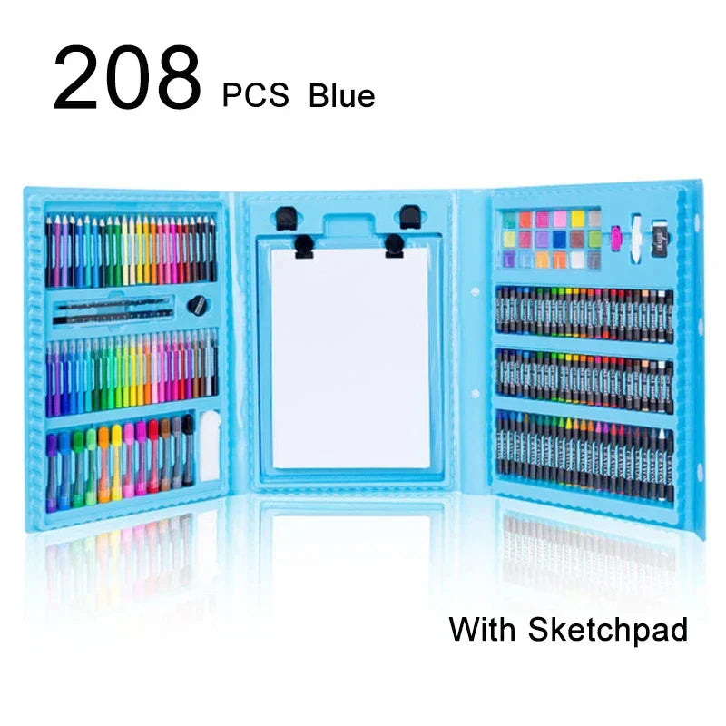 42-208PCS Kinder Kunst Malerei Set Spielzeug Malerei Aquarell Zeichnung Board Tools Aquarell Bleistift Kreide Kinder Lernspielzeug