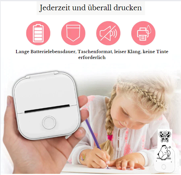 Mini-Drucker™ + kostenloses Druckpapier - Der Drucker, der nie Tinte braucht | 50% RABATT