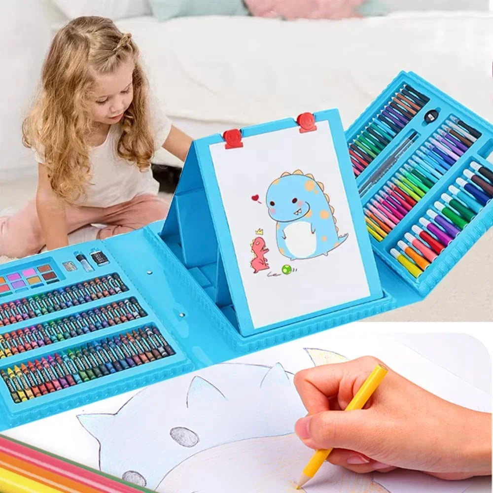 42-208PCS Kinder Kunst Malerei Set Spielzeug Malerei Aquarell Zeichnung Board Tools Aquarell Bleistift Kreide Kinder Lernspielzeug