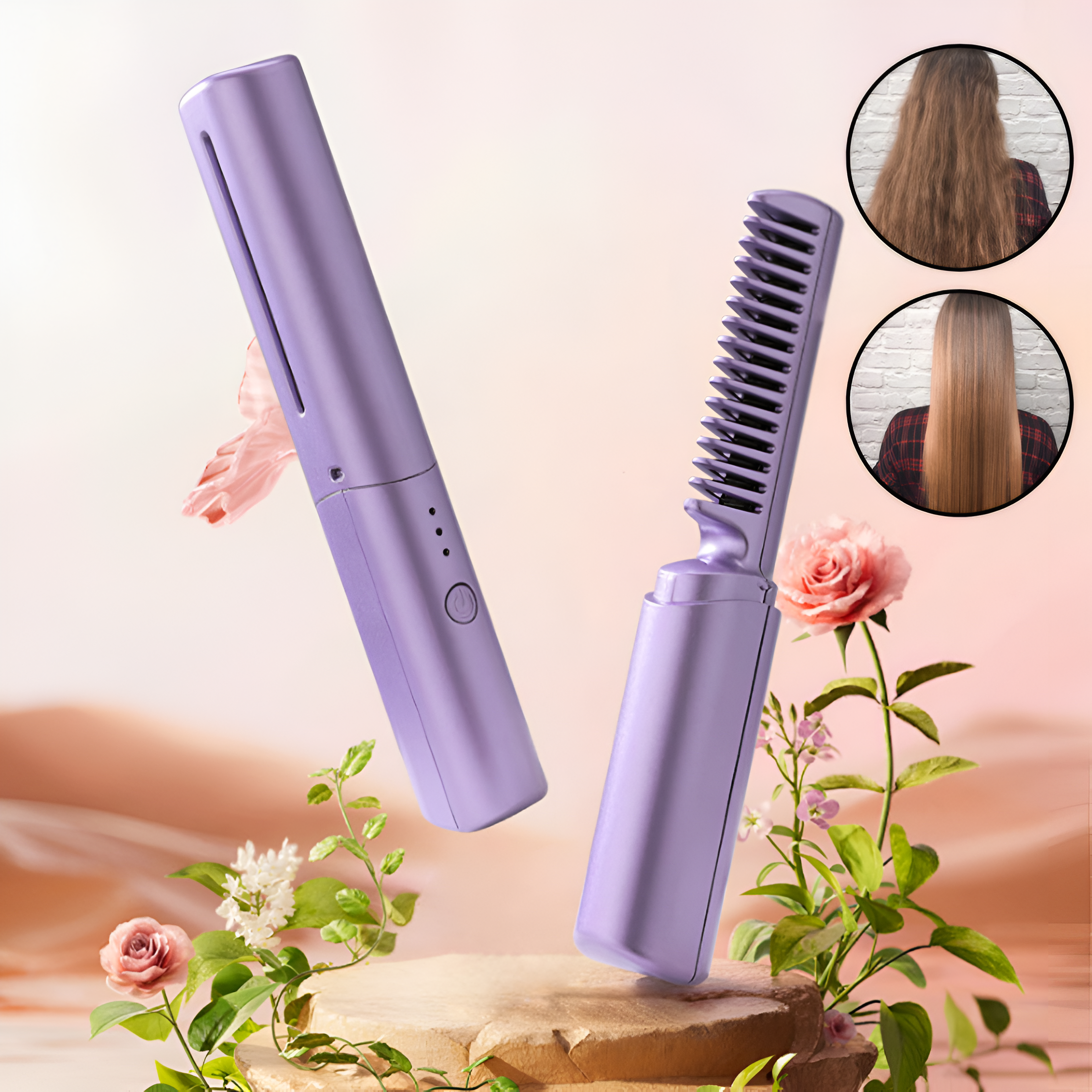 HeatComb™ - Wiederaufladbare 2-in-1 Haarbürste für Glätteisen und Lockenstäbe | 50% Rabatt