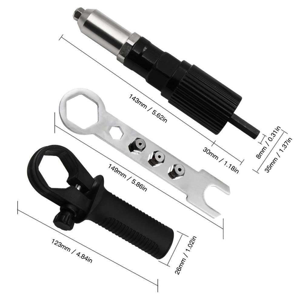 Professionelles Nietpistolen-Adapter-Kit mit 4 Stück verschiedenen passenden Düsenbolzen