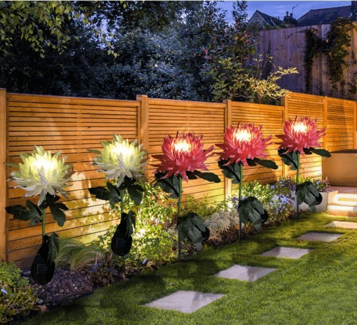 Chrysantheme Solar Gartenpfahl LED