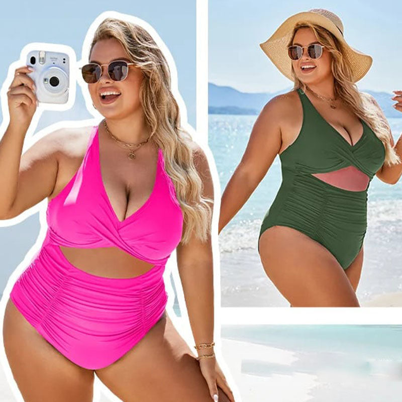 🔥SOMMERSCHLUSSVERKAUF 49% RABATT🔥Damen Push-up Tummy Control Badeanzüge V-Ausschnitt Cutout Badeanzüge