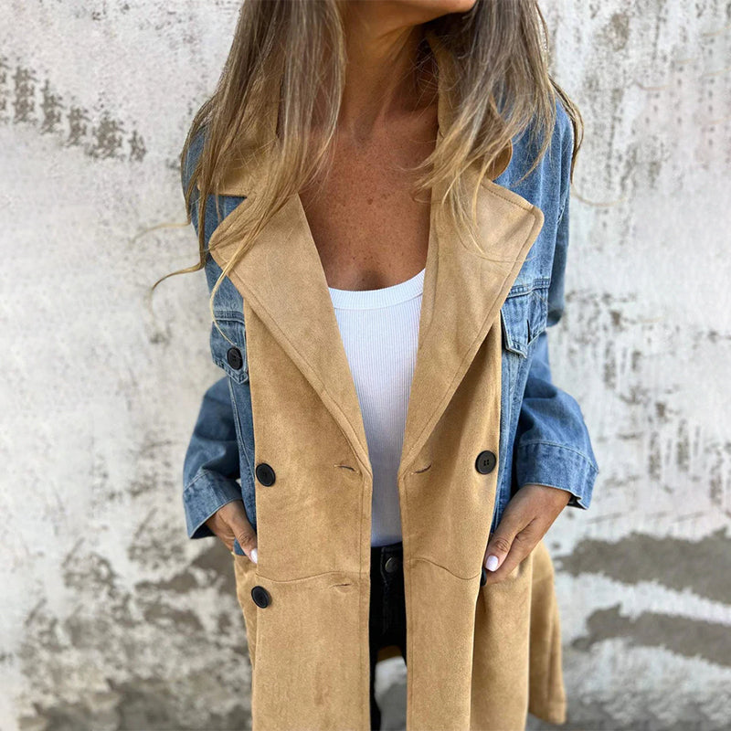 ChicDenim - Mittellanger Trenchcoat mit Denim-Jeans-Nähten | 50% RABATT