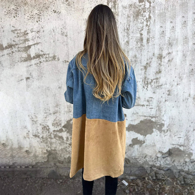 ChicDenim - Mittellanger Trenchcoat mit Denim-Jeans-Nähten | 50% RABATT