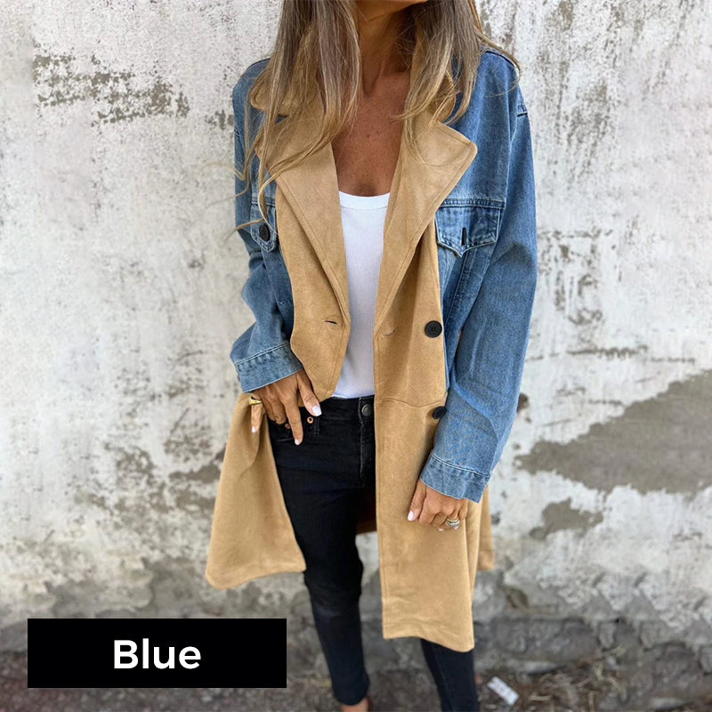 ChicDenim - Mittellanger Trenchcoat mit Denim-Jeans-Nähten | 50% RABATT