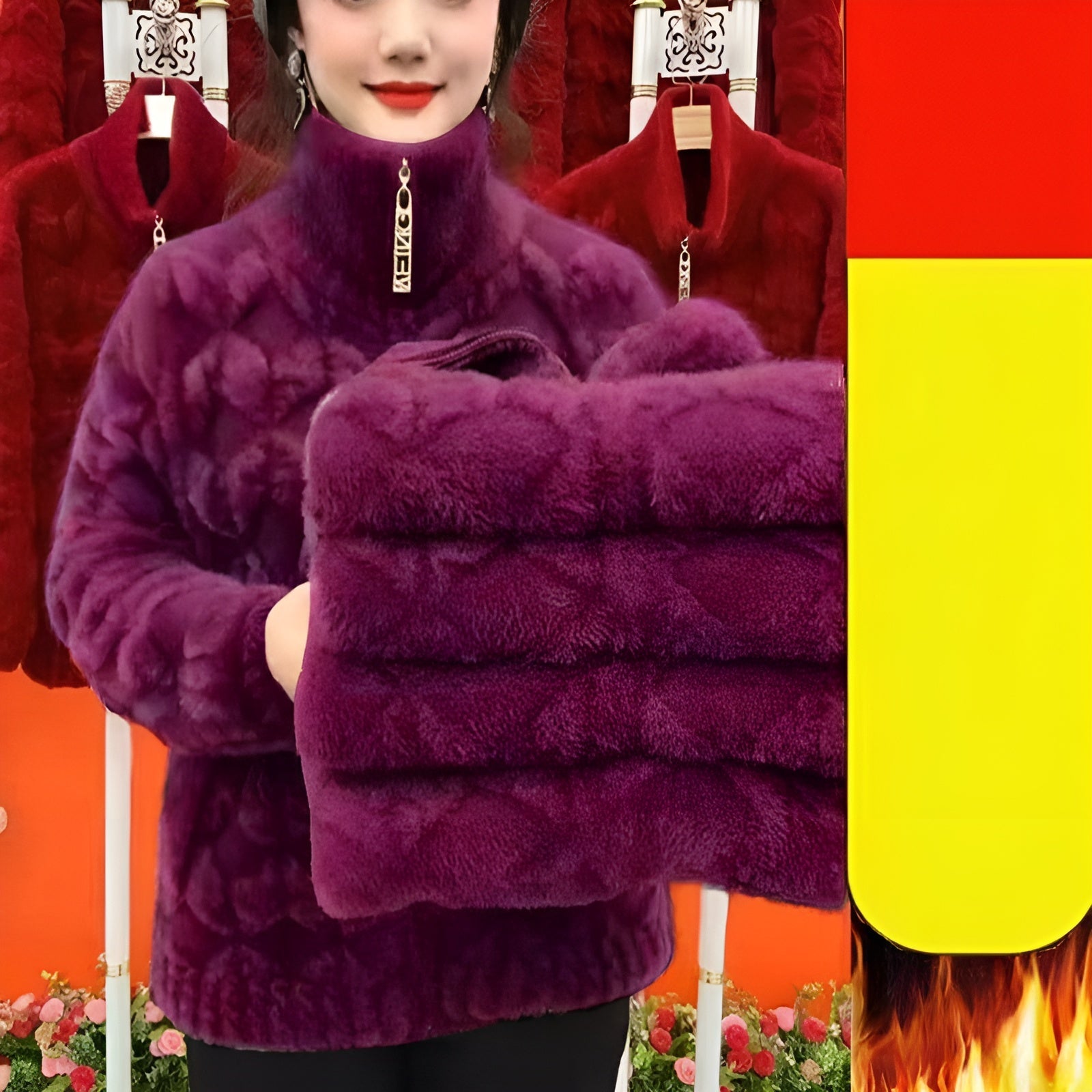 LuxuriaMink - Neue dicke Winterjacke mit langem Ärmel